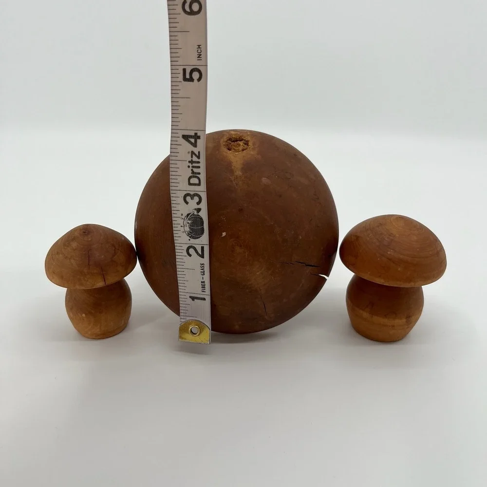 Vtg Colorado Aspen Wood Mushroom Figurines SET of 3 Handcrafted Rustic Decor